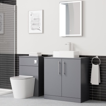 Delphi Nordic Grey 800mm 2-Door Floor Standing Countertop Vanity Unit | Product Image