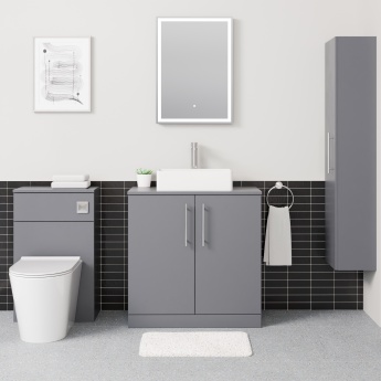 Delphi Nordic Grey 800mm 2-Door Floor Standing Countertop Vanity Unit | Product Image
