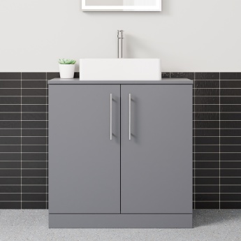 Delphi Nordic Grey 800mm 2-Door Floor Standing Countertop Vanity Unit | Product Image