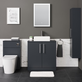 Delphi Nordic Soft Black 800mm 2-Door Floor Standing Countertop Vanity Unit | Product Image