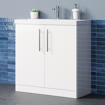 Delphi Nordic 800mm 2-Door Floor Standing Vanity Unit (inc Basin) | Product Image