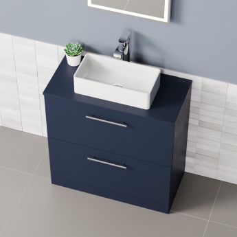 Delphi Nordic Midnight Blue 800mm 2-Drawer Floor Standing Countertop Vanity Unit | Product Image