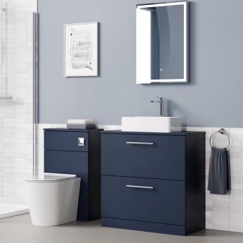 Delphi Nordic Midnight Blue 800mm 2-Drawer Floor Standing Countertop Vanity Unit | Product Image