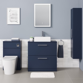 Delphi Nordic Midnight Blue 800mm 2-Drawer Floor Standing Countertop Vanity Unit | Product Image