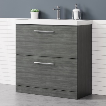 Delphi Nordic 800mm 2-Drawer Floor Standing Vanity Unit (inc Basin) | Product Image