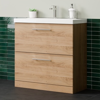 Delphi Nordic 800mm 2-Drawer Floor Standing Vanity Unit (inc Basin) | Product Image