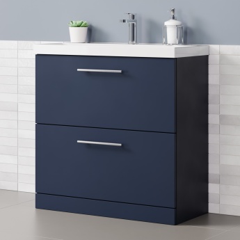 Delphi Nordic 800mm 2-Drawer Floor Standing Vanity Unit (inc Basin) | Product Image