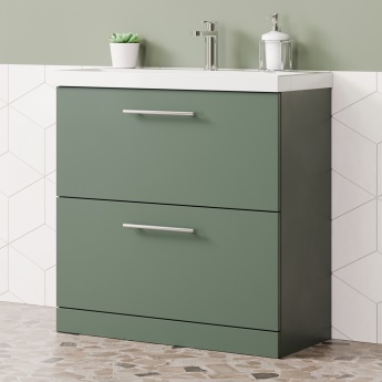 Delphi Nordic 800mm 2-Drawer Floor Standing Vanity Unit (inc Basin) | Product Image