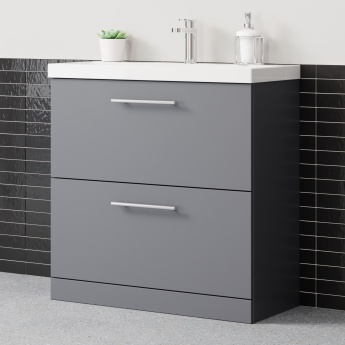 Delphi Nordic 800mm 2-Drawer Floor Standing Vanity Unit (inc Basin) | Product Image