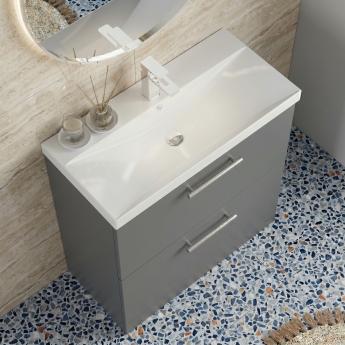 Delphi Nordic 800mm 2-Drawer Floor Standing Vanity Unit (inc Basin) | Product Image