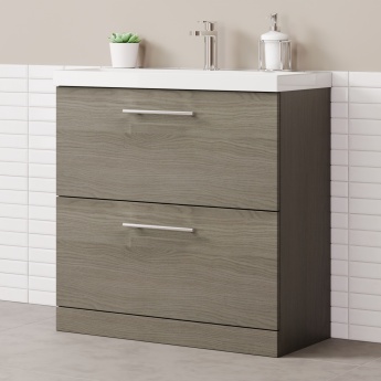Delphi Nordic 800mm 2-Drawer Floor Standing Vanity Unit (inc Basin) | Product Image