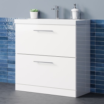 Delphi Nordic 800mm 2-Drawer Floor Standing Vanity Unit (inc Basin) | Product Image