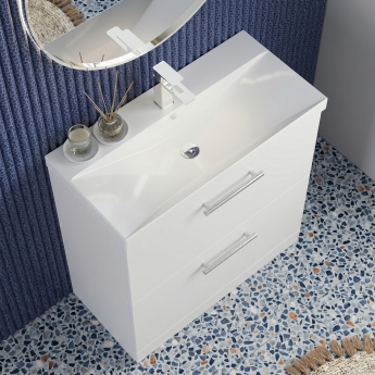 Delphi Nordic 800mm 2-Drawer Floor Standing Vanity Unit (inc Basin) | Product Image