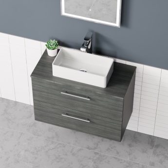 Delphi Nordic Anthracite 800mm 2-Drawer Wall Hung Countertop Vanity Unit | Product Image
