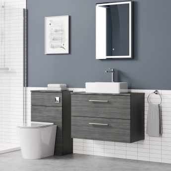 Delphi Nordic Anthracite 800mm 2-Drawer Wall Hung Countertop Vanity Unit | Product Image
