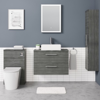 Delphi Nordic Anthracite 800mm 2-Drawer Wall Hung Countertop Vanity Unit | Product Image