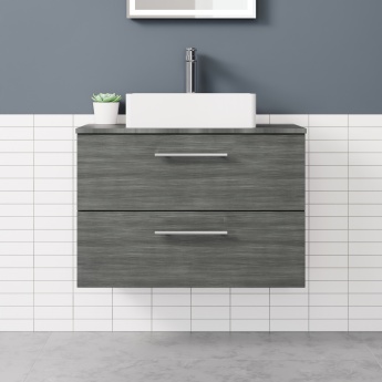 Delphi Nordic Anthracite 800mm 2-Drawer Wall Hung Countertop Vanity Unit | Product Image