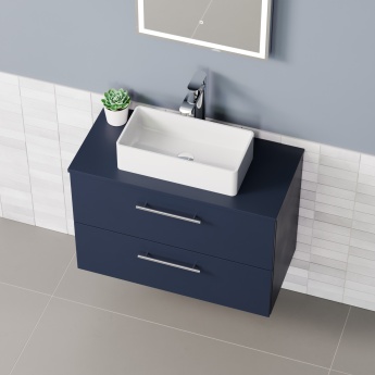 Delphi Nordic Midnight Blue 800mm 2-Drawer Wall Hung Countertop Vanity Unit | Product Image