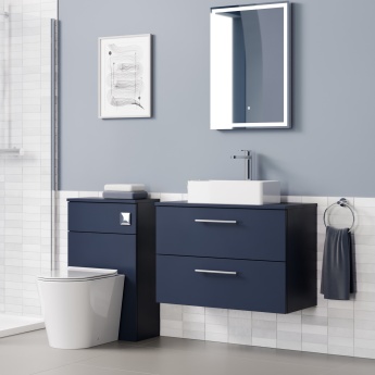 Delphi Nordic Midnight Blue 800mm 2-Drawer Wall Hung Countertop Vanity Unit | Product Image