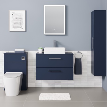 Delphi Nordic Midnight Blue 800mm 2-Drawer Wall Hung Countertop Vanity Unit | Product Image