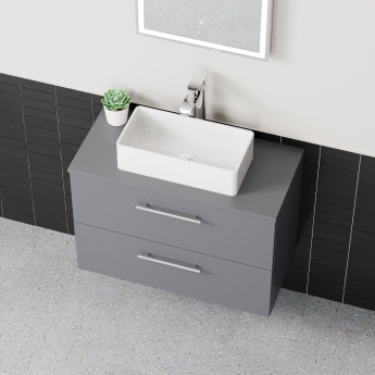 Delphi Nordic Grey 800mm 2-Drawer Wall Hung Countertop Vanity Unit | Product Image