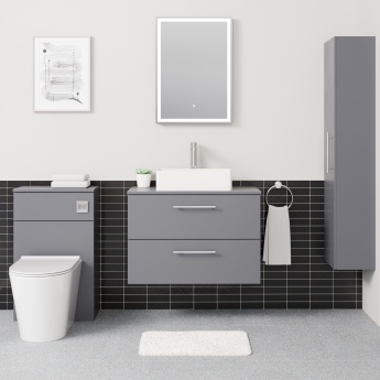 Delphi Nordic Grey 800mm 2-Drawer Wall Hung Countertop Vanity Unit | Product Image