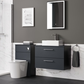 Delphi Nordic Soft Black 800mm 2-Drawer Wall Hung Countertop Vanity Unit | Product Image