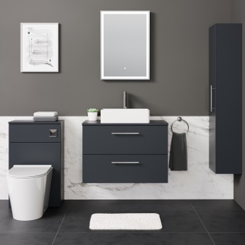 Delphi Nordic Soft Black 800mm 2-Drawer Wall Hung Countertop Vanity Unit | Product Image