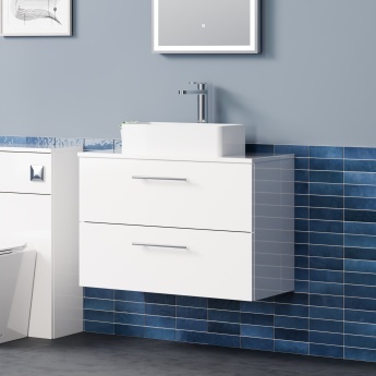 Delphi Nordic 800mm 2-Drawer Wall Hung Countertop Vanity Unit | Product Image