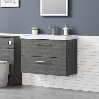 Delphi Nordic 800mm 2-Drawer Wall Hung Vanity Unit (inc Basin) | Product Image