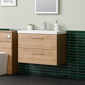 Delphi Nordic 800mm 2-Drawer Wall Hung Vanity Unit (inc Basin) | Product Image