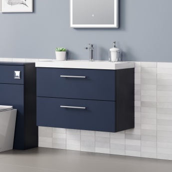 Delphi Nordic 800mm 2-Drawer Wall Hung Vanity Unit (inc Basin) | Product Image