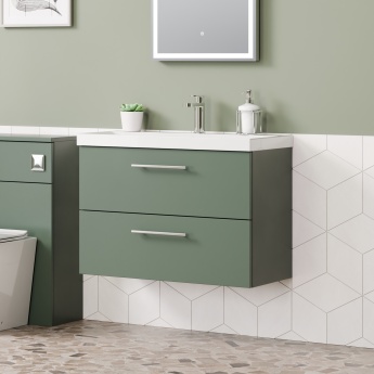 Delphi Nordic 800mm 2-Drawer Wall Hung Vanity Unit (inc Basin) | Product Image