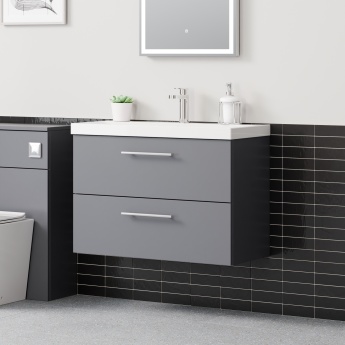 Delphi Nordic 800mm 2-Drawer Wall Hung Vanity Unit (inc Basin) | Product Image