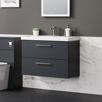Delphi Nordic 800mm 2-Drawer Wall Hung Vanity Unit (inc Basin) | Product Image