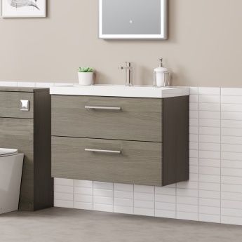Delphi Nordic 800mm 2-Drawer Wall Hung Vanity Unit (inc Basin) | Product Image