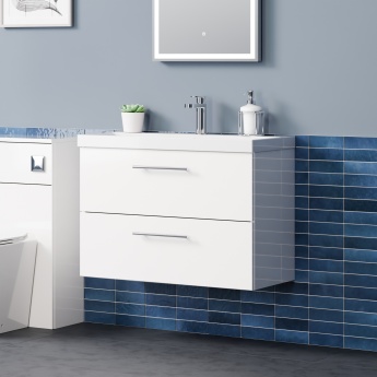 Delphi Nordic 800mm 2-Drawer Wall Hung Vanity Unit (inc Basin) | Product Image