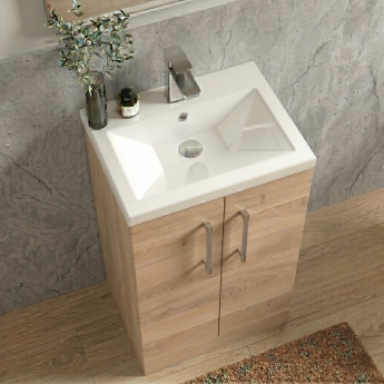 Delphi Nordic Compact 500mm 2-Door Floor Standing Vanity Unit (inc Basin) | Product Image