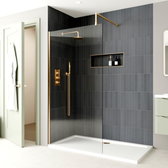 Delphi Optics Brushed Brass Wet Room Shower Screen | Product Image