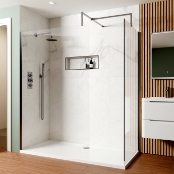 Delphi Optics Brushed Pewter Walk-In Shower Enclosure | Product Image