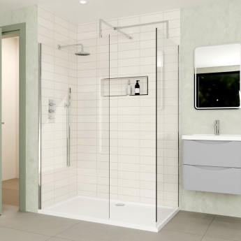 Delphi Optics Chrome Walk-In Shower Enclosure 1400mm x 800mm | Product Image