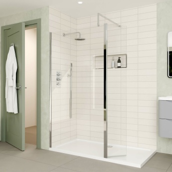 Delphi Optics Chrome Wet Room Shower Screen with Return Panel | Product Image