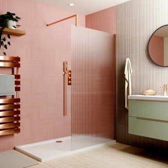 Delphi Optics Fluted Brushed Bronze Wet Room Shower Screen | Product Image