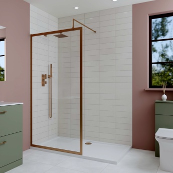 Delphi Optics Framed Brushed Bronze Wet Room Shower Screen | Product Image