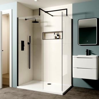 Delphi Optics Matt Black Walk-In Shower Enclosure 1300mm x 800mm | Product Image