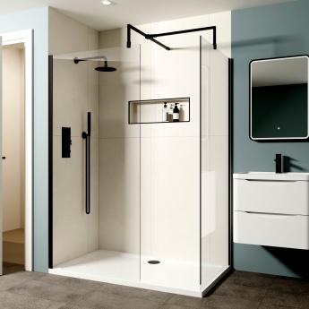Delphi Optics Matt Black Walk-In Shower Enclosure 1400mm x 800mm | Product Image