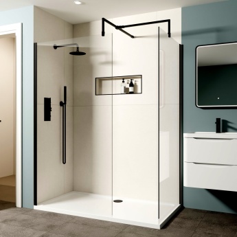 Delphi Optics Matt Black Walk-In Shower Enclosure 1500mm x 700mm | Product Image