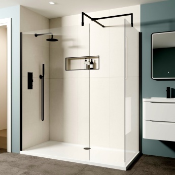 Delphi Optics Matt Black Walk-In Shower Enclosure | Product Image