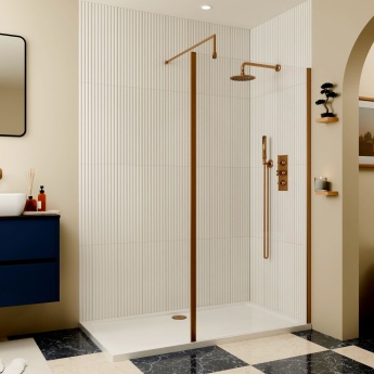 Delphi Optics Semi-Framed Brushed Bronze Wet Room Shower Screen | Product Image