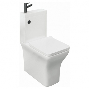 Delphi P2 Square Toilet Pan Pack with Basin and Black Tap